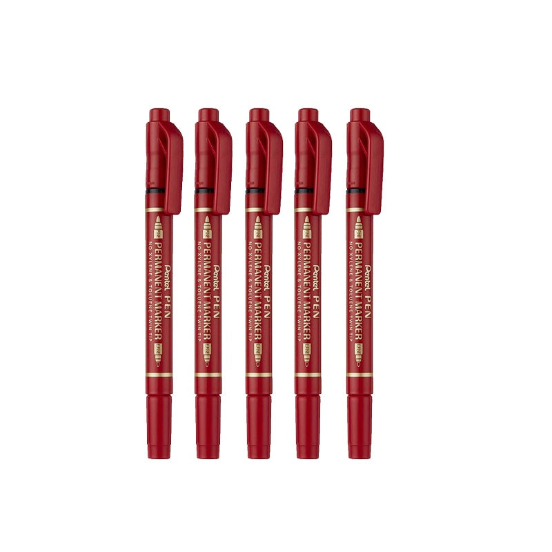 Pentel Twin-Tipped Permanent Marker Pen N75W 5 Pack