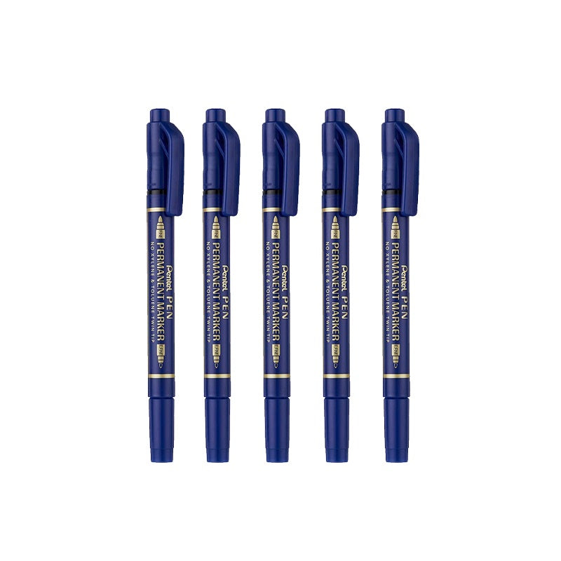 Pentel Twin-Tipped Permanent Marker Pen N75W 5 Pack