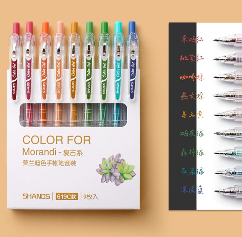 Morandi Color Gel Pens,Medium Point,Assorted,9 Count C