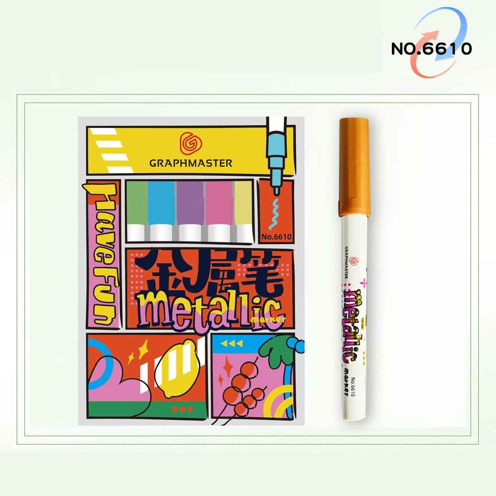 STA Graphmaster 6610 Metallic Markers, Art Supplies, 8 Colors