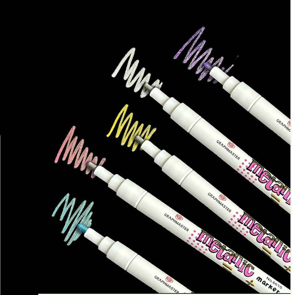 STA Graphmaster 6610 Metallic Markers, Art Supplies, 8 Colors