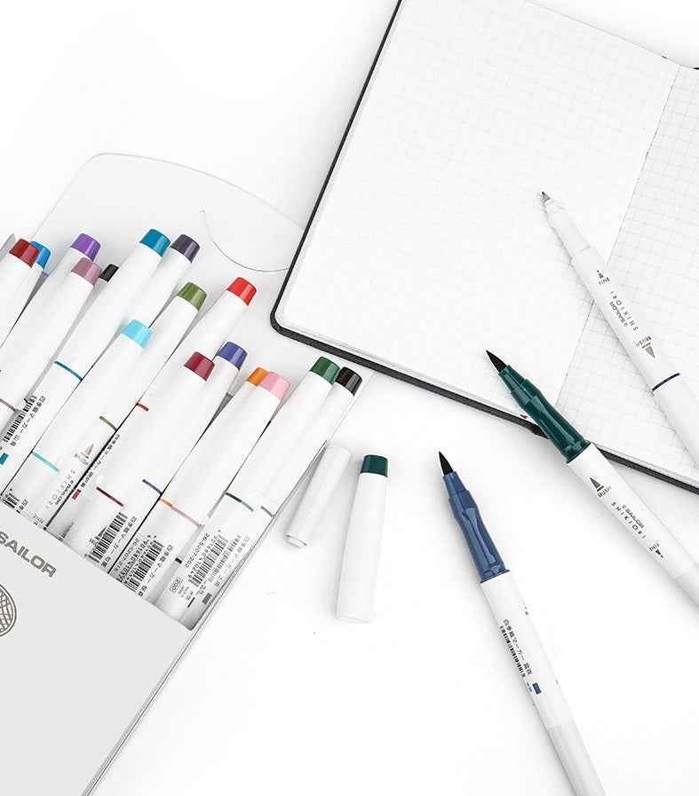Sailor Shikiori Markers - Dual Tip - Water-Based Pen,Pack of 5