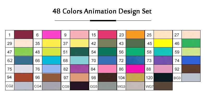 TOUCHNEW Sketch Markers 48 Color Animation Set for Adult Art Drawing Sketching - TTpen