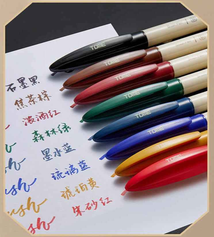 TOME Brush Marker Pens – 8-Color Soft Tip Calligraphy & Drawing Pens