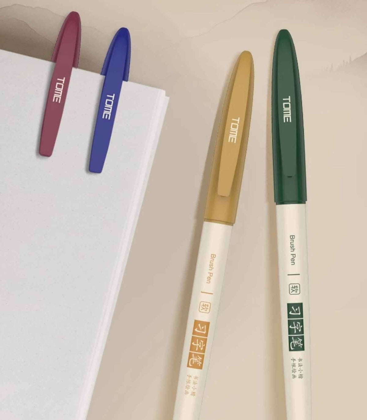 TOME Brush Marker Pens – 8-Color Soft Tip Calligraphy & Drawing Pens