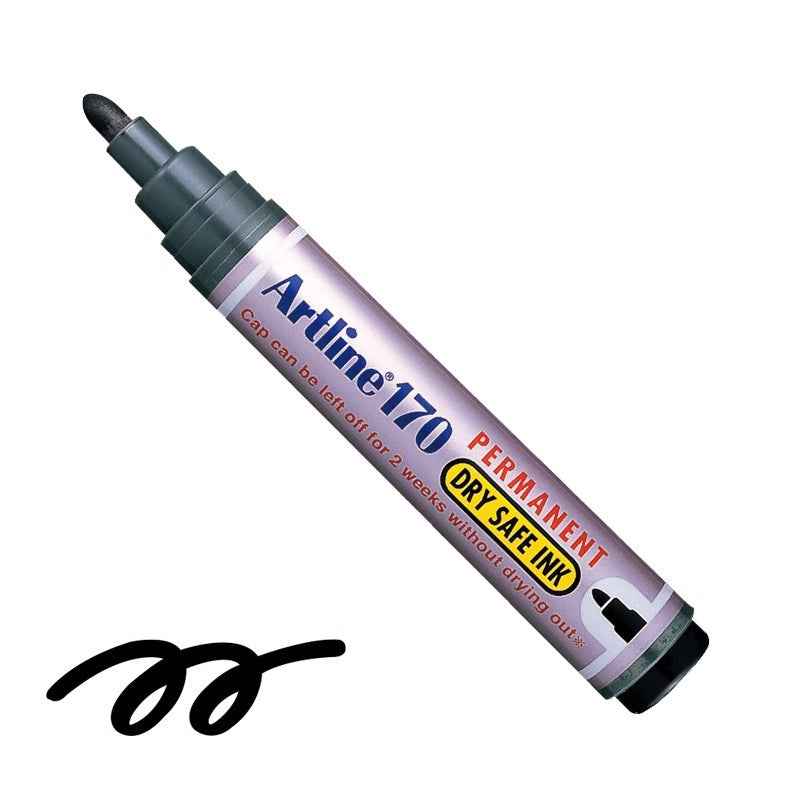 Artline 170 Dry-Safe Permanent Markers | 2.0mm Bullet Tip 3 Pack