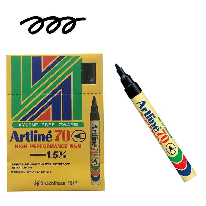 Artline 70,Permanent Marker,Aluminum Barrel,1.5mm Bullet Tip,12 Pack