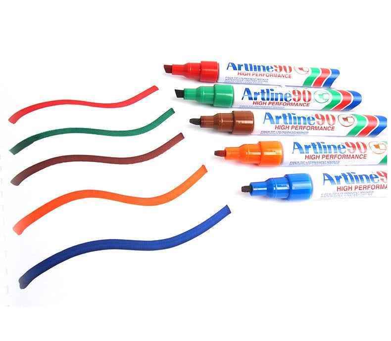 Artline 90,Permanent Marker,Chisel Nib, 2-5mm,3 Pack
