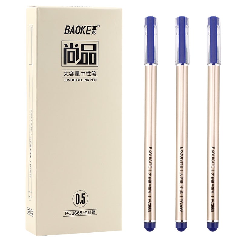 Baoke EXQUISITE 0.5mm Jumbo Gel Ink Pen 12 Pack 0.5mm Blue