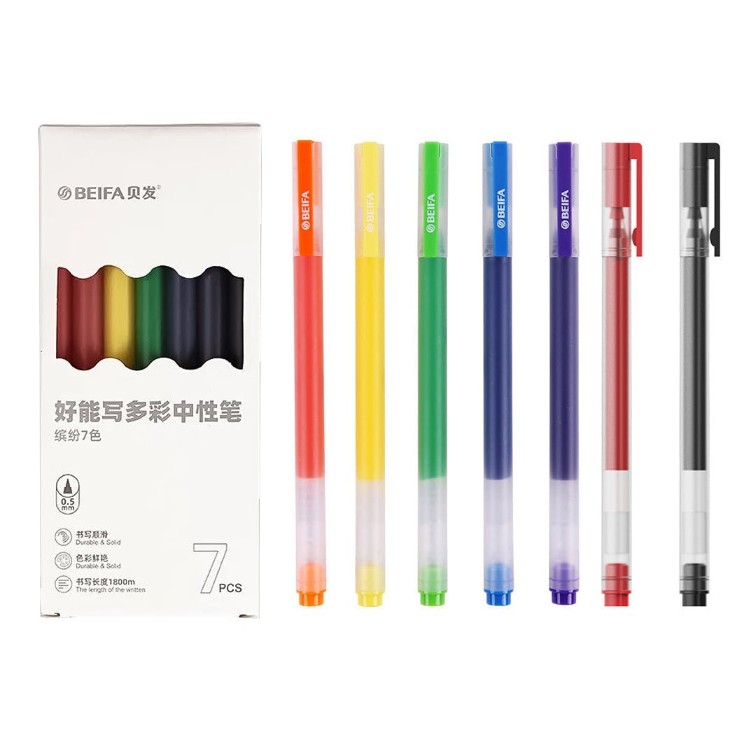 Beifa Jumbo MultiColor 0.5mm Gel Pens Pack of 7 0.5mm