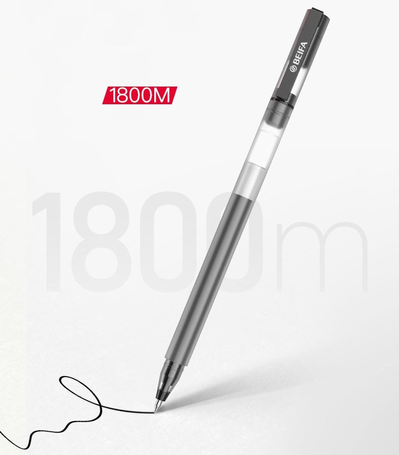 Beifa Gel Pen Black Red Ink 0.5mm Pack of 10