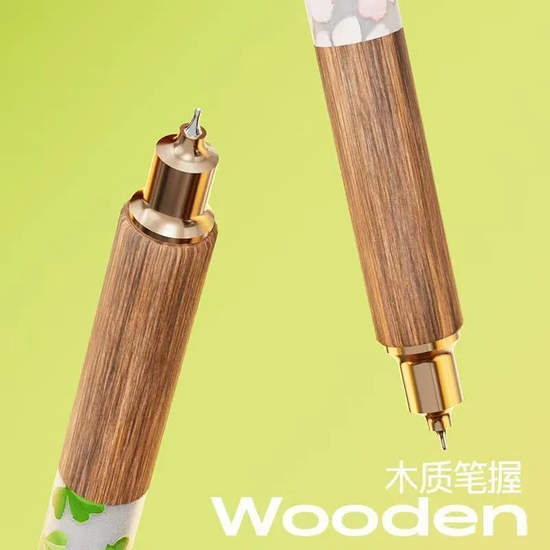 KOOKEI Wooden Cherry Blossom Gel Pen Set | 0.5mm Refillable