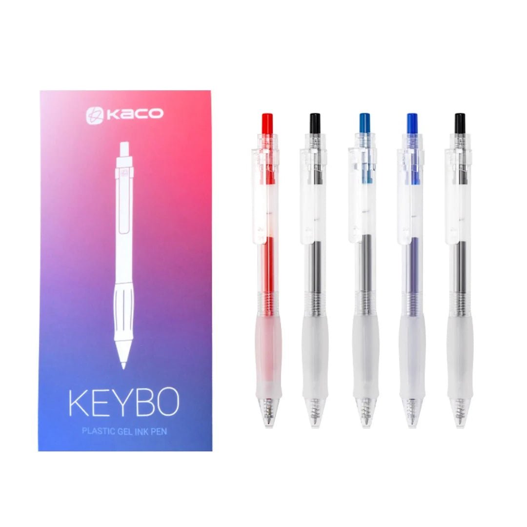 Kaco Keybo Transparent Gel Ink Pen- 5 Pack 0.5mm MultiColor