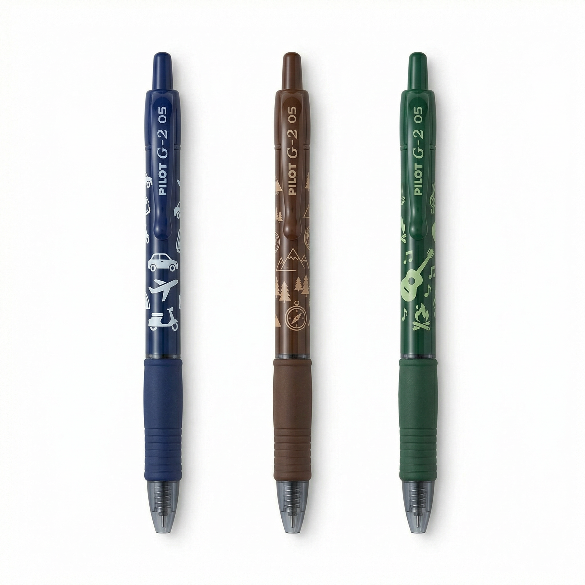 Pilot G-2 Limited Edition Future Travel Gel Pen Set - 3 pens on white background