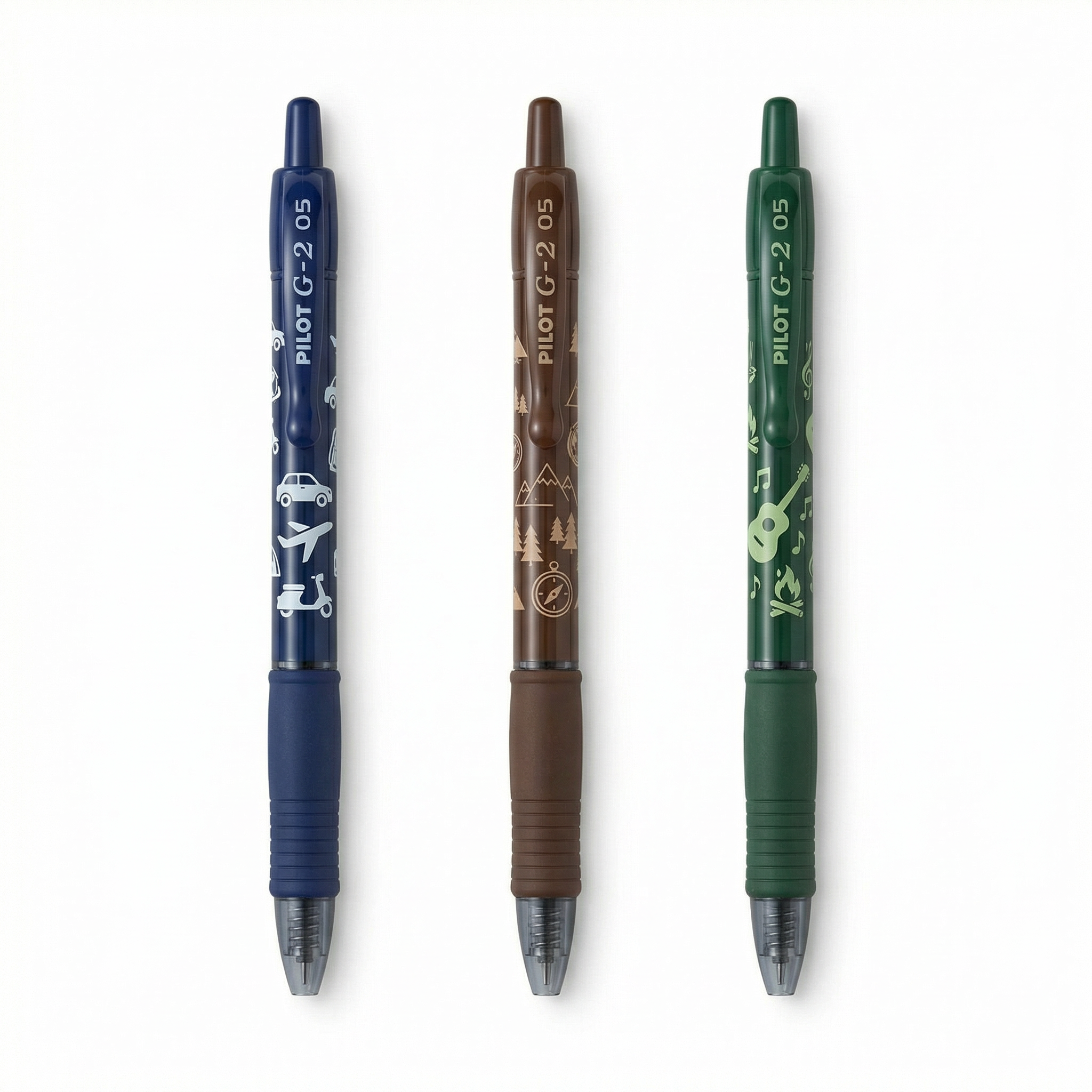 Pilot G-2 Limited Edition Future Travel Gel Pen Set - 3 pens on white background