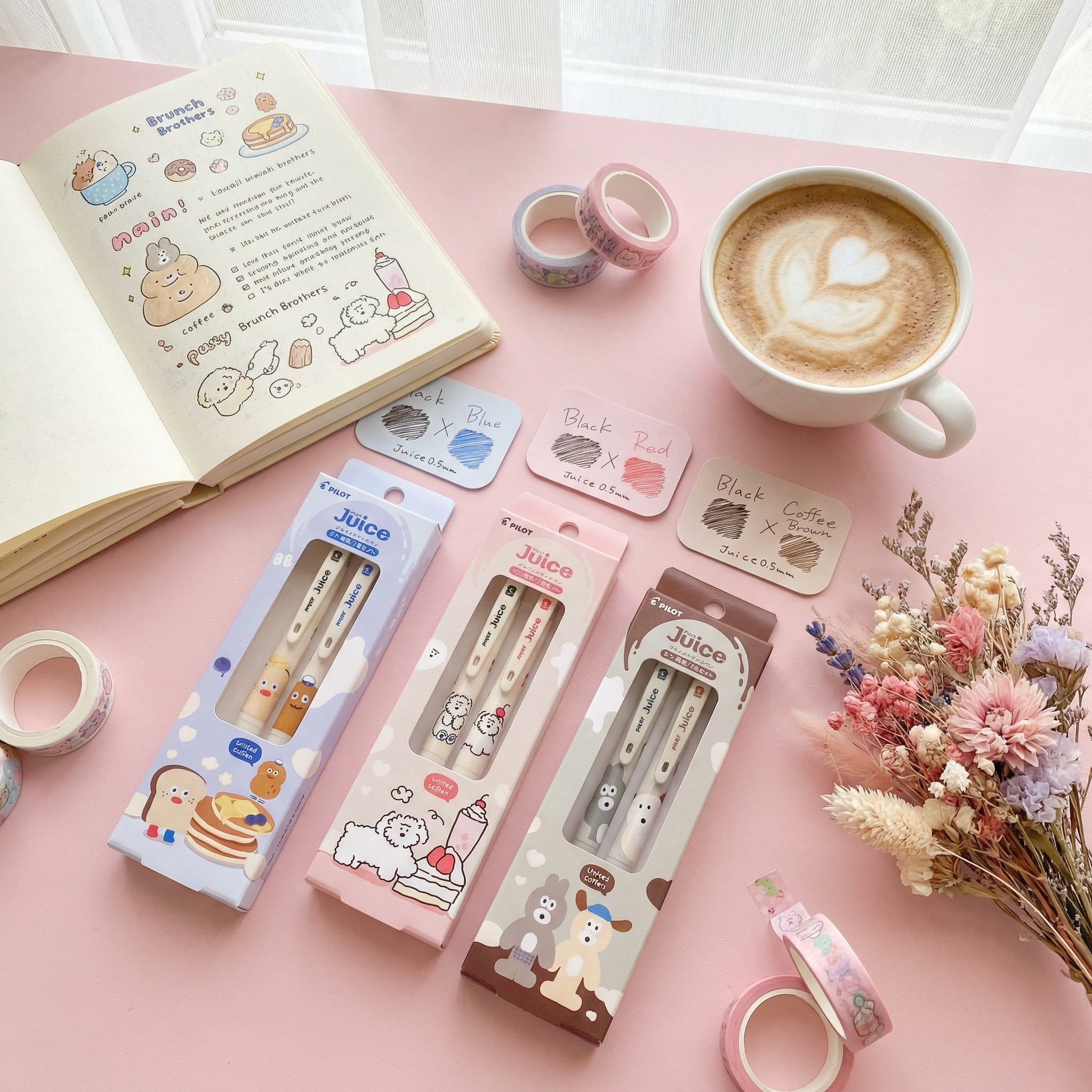 PILOT Juice Brunch Brothers Gel Pens - Minimalist Product Showcase