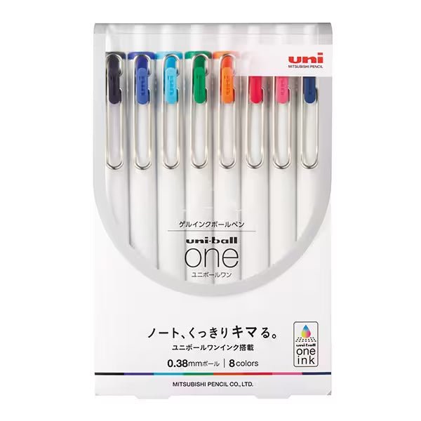 Uni-ball One Gel Ink Pens 8 Color Set 0.38mm