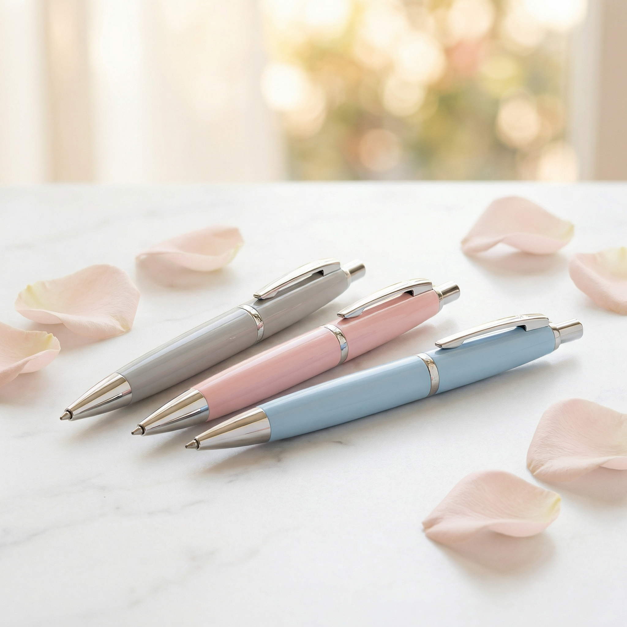 Uni-ball ZENTO gel pen 3-pack lifestyle desk scene