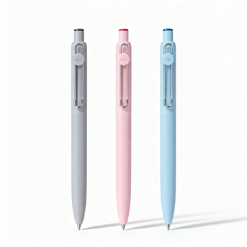 Uni-ball ZENTO gel pen 3-pack in pastel grey pink and blue